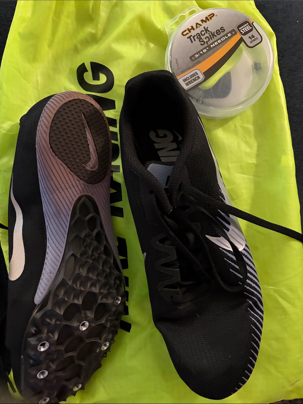 Nike Men’s Black and Purple Track Spikes